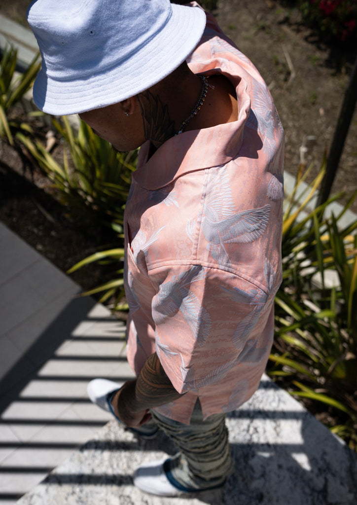 Kakapo Aloha TUX Shirt - CORAL PASTELLE