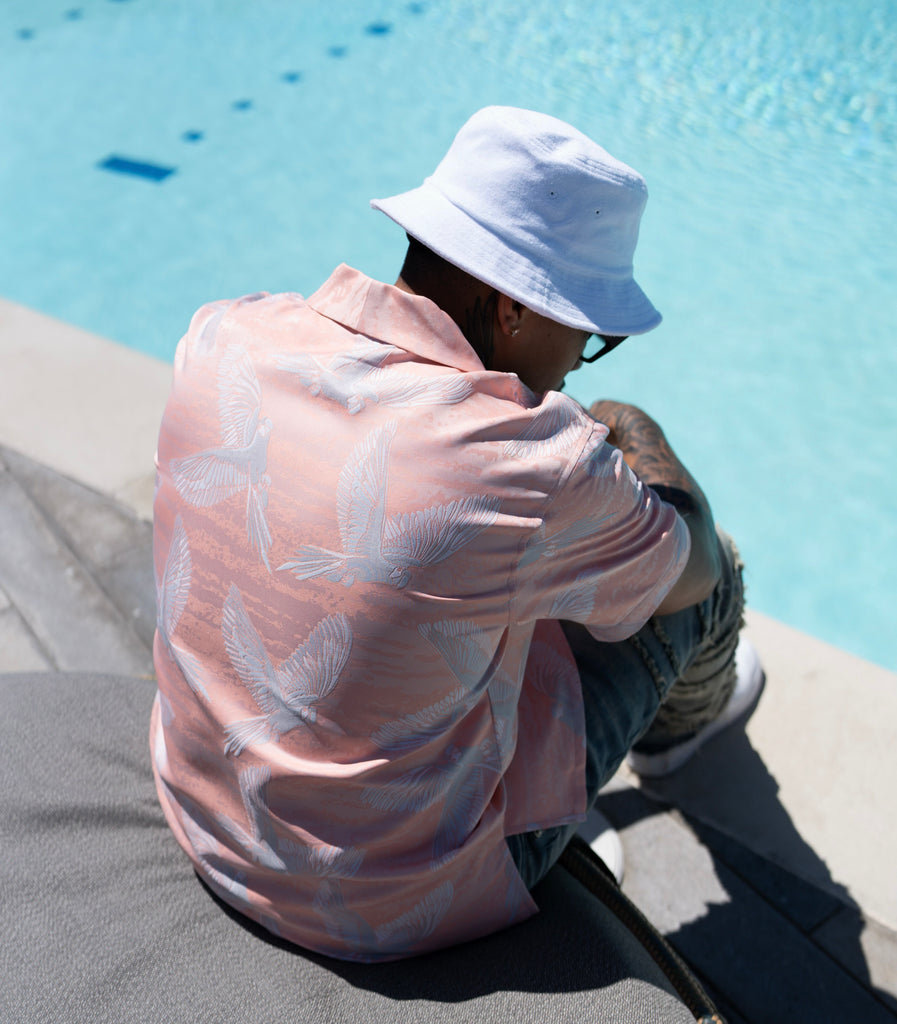 Kakapo Aloha TUX Shirt - CORAL PASTELLE