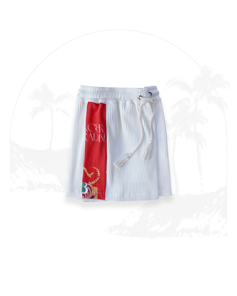 Island Ave "Year of The Dragon” Pleated Shorts (White)