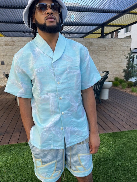 Kakapo Aloha TUX Shirt - BLUE