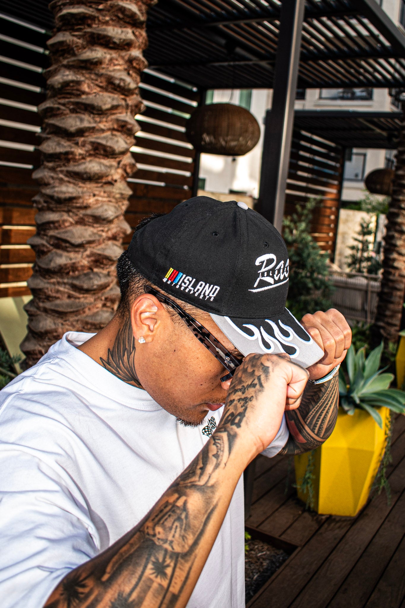 Indy 500 Flames Hat - Grey