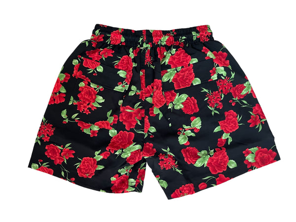 Red Roses Daily Shorts - BLACK/RED