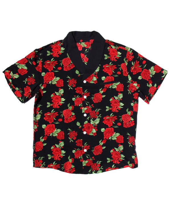 Red Roses Aloha TUX Shirt - BLACK/RED