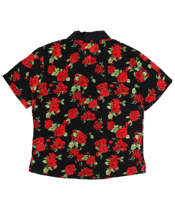 Red Roses Aloha TUX Shirt - BLACK/RED