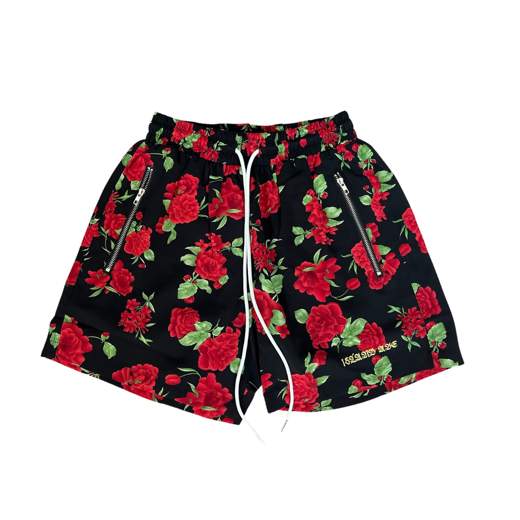 Red Roses Daily Shorts - BLACK/RED