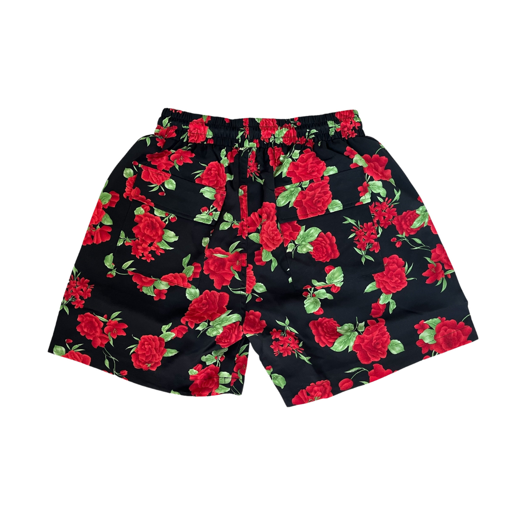 Red Roses Daily Shorts - BLACK/RED